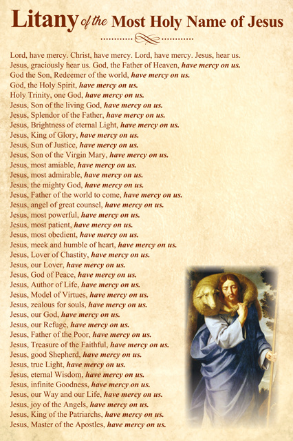 Litany of the Holy Name of Jesus Prayer Card